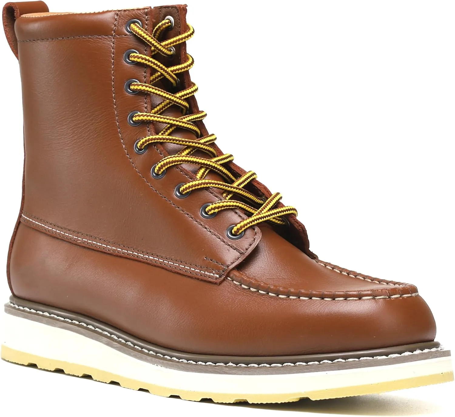Men's Stylish Classic 4", 6", & 8" Soft Moc Toe & Steel Toe EH Leather SureTrack Work Boots with Non-Slip Wedge Outsole & Goodyear Storm Welt