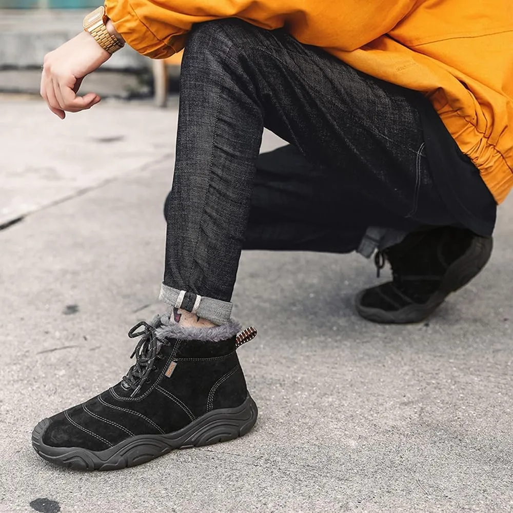 Men's Warm Snow Boots for Hiking: Comfort Ankle Boots for Work - Anti Slip Outdoor Trekking Boot for Men