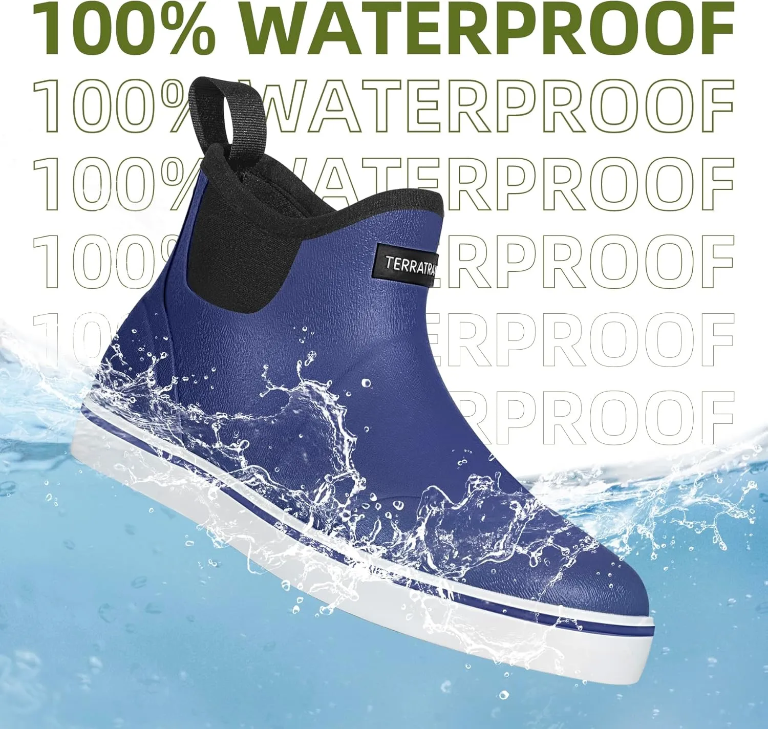 Men's Waterproof Deck Rain Boots - Anti-Slip Rubber Ankle Boots for men, ideal for Fishing and Boating, All-Season
