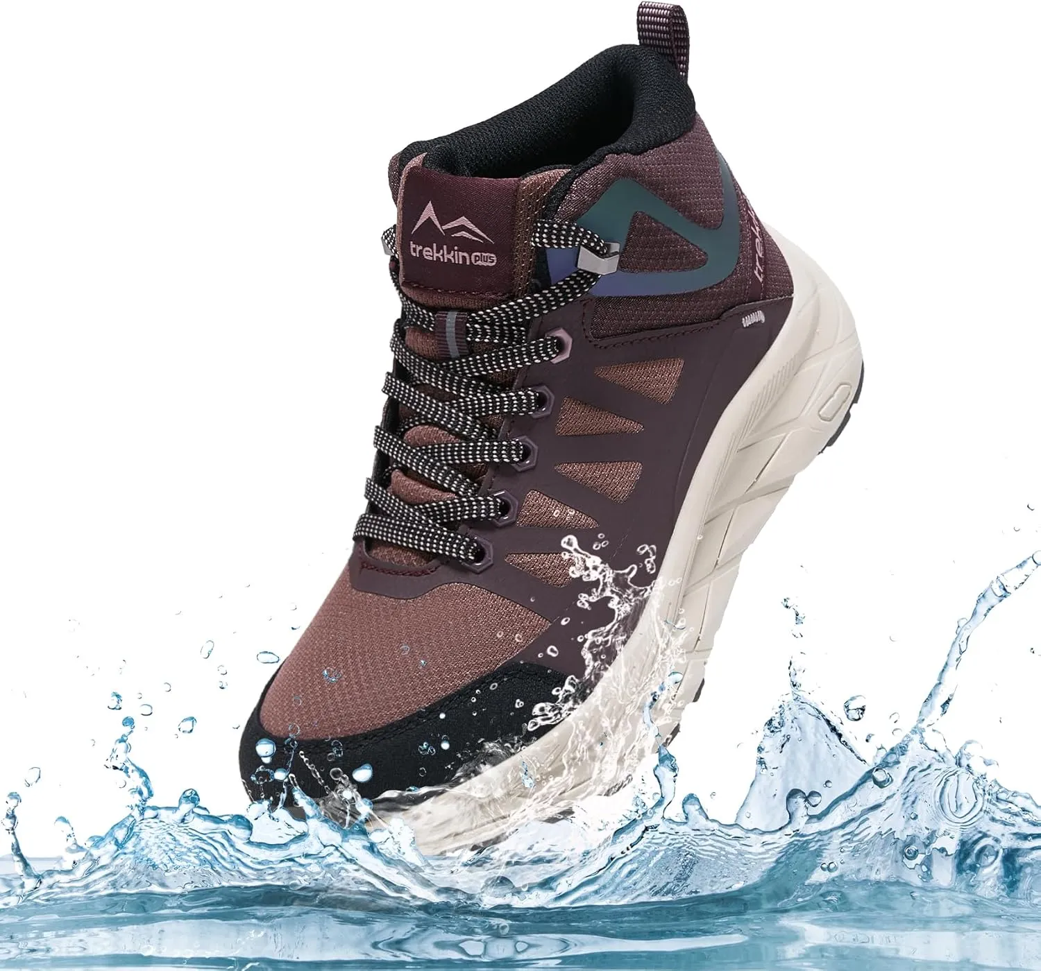 Men's Waterproof Slip Resistant Outdoor Ankle High Boots Trails Womens Relaxed Fit Lightweight Hiking Walking Casual Hunting Workout Shoes Rainproof Lace up
