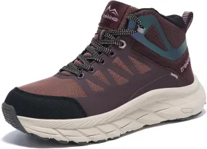 Men's Waterproof Slip Resistant Outdoor Ankle High Boots Trails Womens Relaxed Fit Lightweight Hiking Walking Casual Hunting Workout Shoes Rainproof Lace up