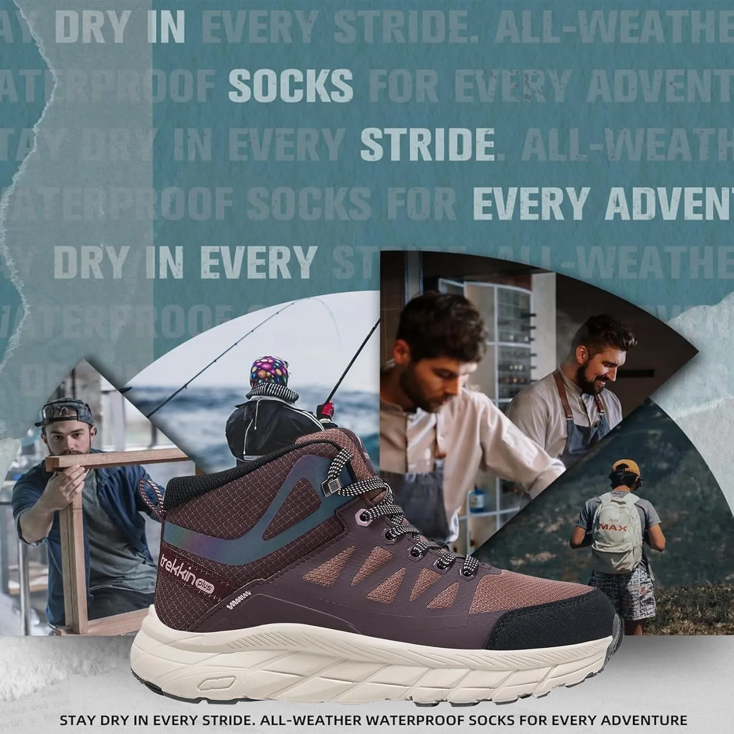 Men's Waterproof Slip Resistant Outdoor Ankle High Boots Trails Womens Relaxed Fit Lightweight Hiking Walking Casual Hunting Workout Shoes Rainproof Lace up