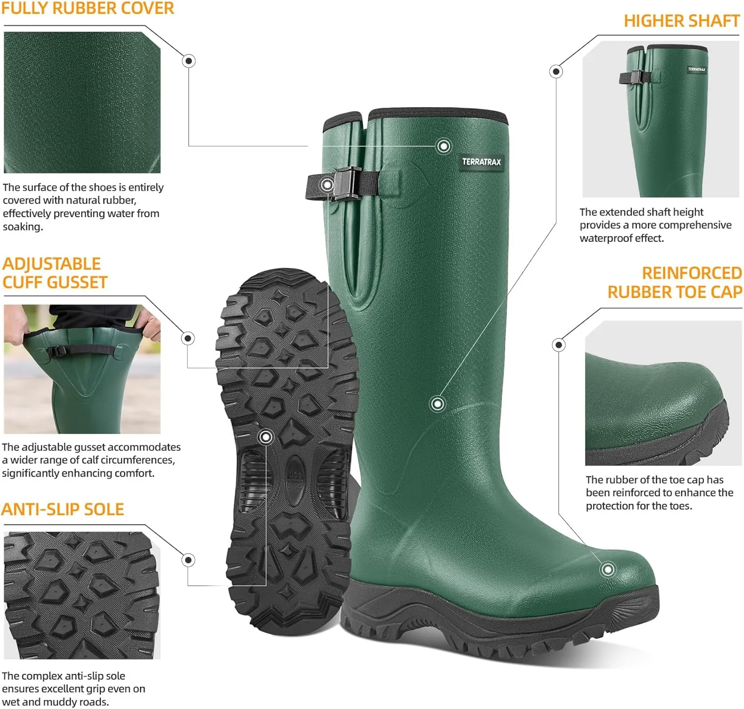 Men’s Wellington Shoes Waterproof Insulated Hunting Rubber Boots – Combining durability and elegance. Ideal for various occasions. Step out in confidence All season