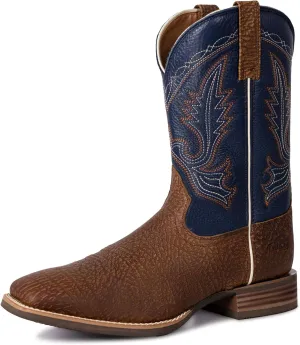 Men’s Western Cowboy Boots, Fashionable Embroidered Full Grain Leather, Square Toe Pull-On, 4-Layer Composite Sole, Slip-Resistant Work & Riding Boots