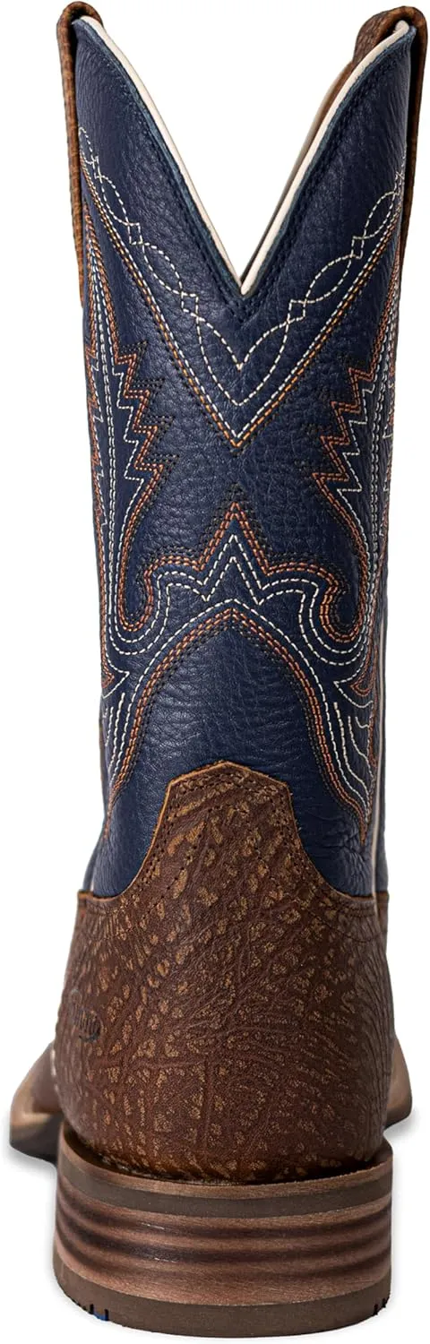 Men’s Western Cowboy Boots, Fashionable Embroidered Full Grain Leather, Square Toe Pull-On, 4-Layer Composite Sole, Slip-Resistant Work & Riding Boots