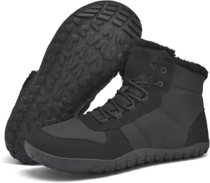 Mens Winter Barefoot Boots Insulated Warm 丨 Fur Lined Minimalist Snow Shoes 丨 Wide Toe Box   Drop Zero Sole