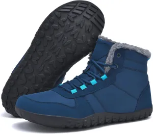 Mens Winter Barefoot Boots Insulated Warm 丨 Fur Lined Minimalist Snow Shoes 丨 Wide Toe Box   Drop Zero Sole