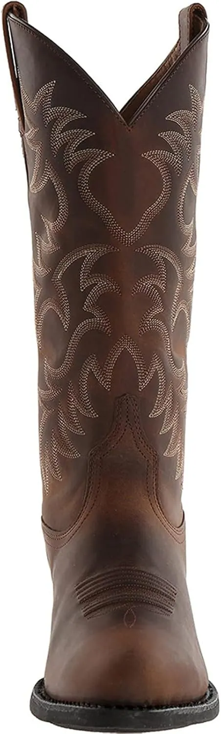 Men's Winter Work Boots, Pull-On, Wide Calf, Pointed Toe, Lightweight, Slip Resistant, Waterproof, Brown, US 7.5 to US 13