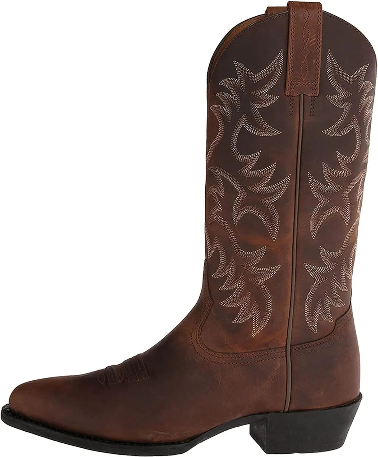 Men's Winter Work Boots, Pull-On, Wide Calf, Pointed Toe, Lightweight, Slip Resistant, Waterproof, Brown, US 7.5 to US 13