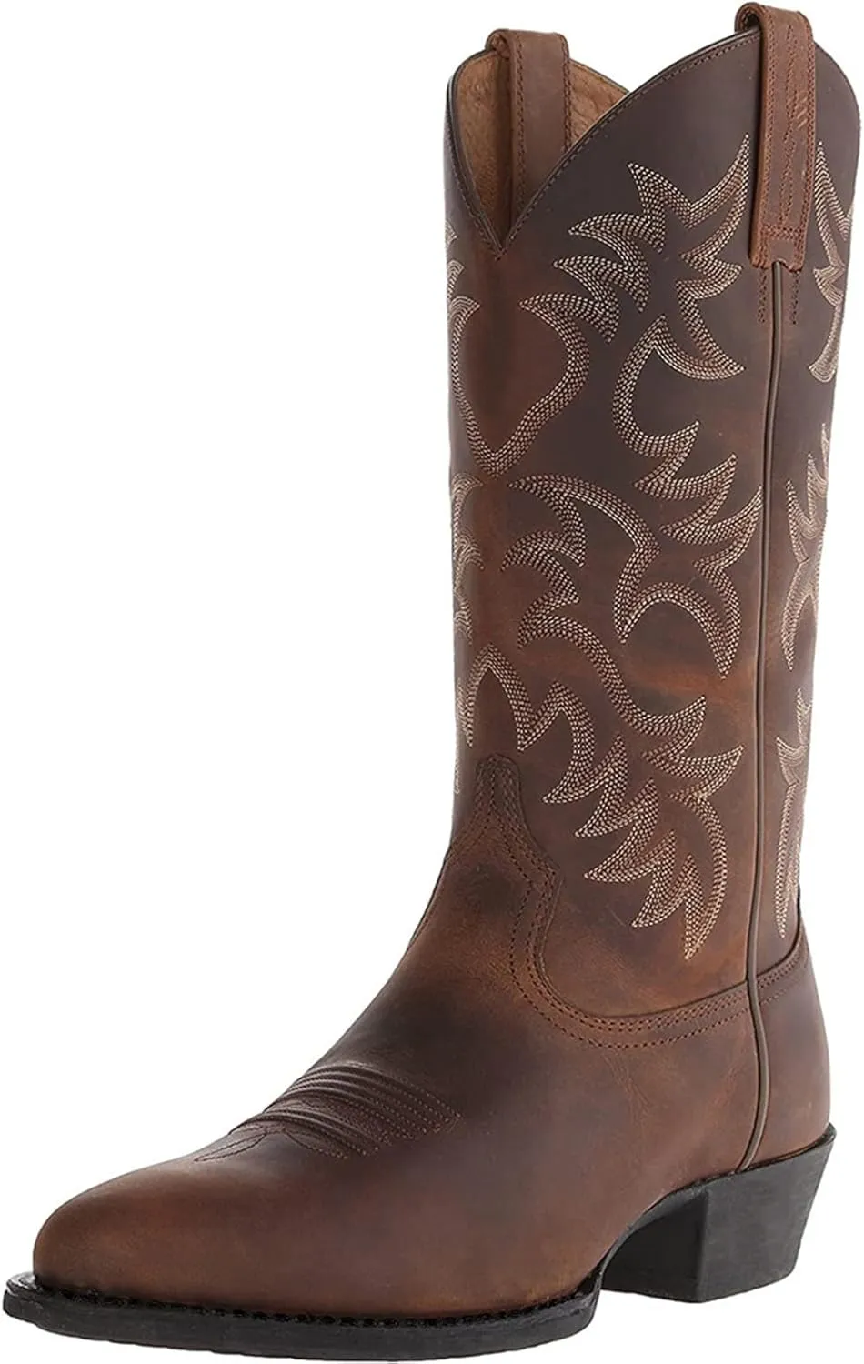 Men's Winter Work Boots, Pull-On, Wide Calf, Pointed Toe, Lightweight, Slip Resistant, Waterproof, Brown, US 7.5 to US 13