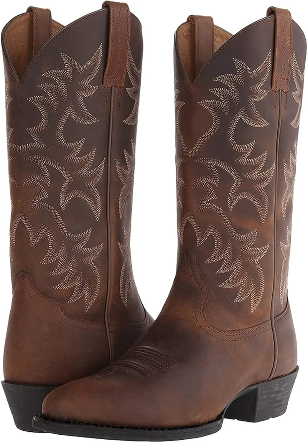 Men's Winter Work Boots, Pull-On, Wide Calf, Pointed Toe, Lightweight, Slip Resistant, Waterproof, Brown, US 7.5 to US 13
