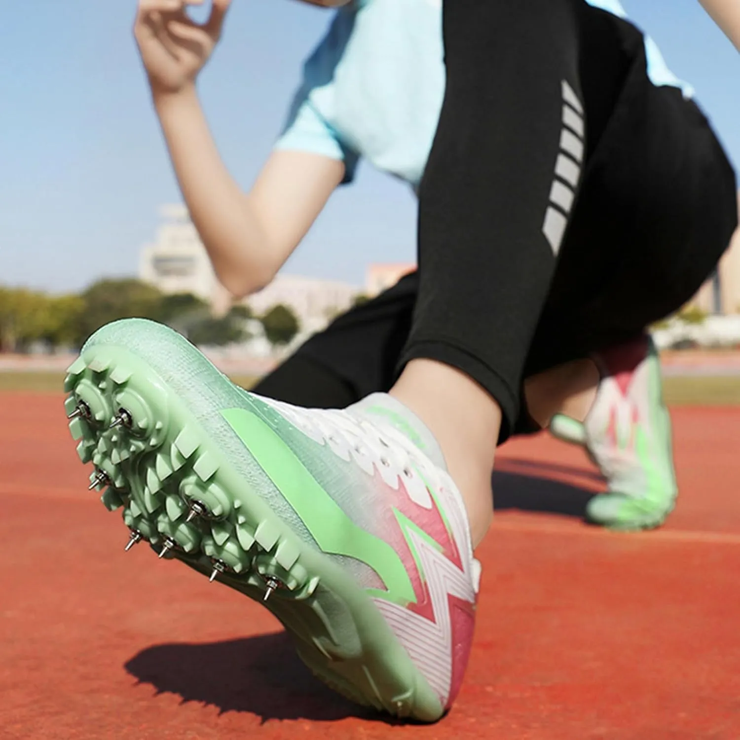 Mens Womens Boys Girls Spikes Sneakers Track and Field Shoes Race Jumping Running Trainers Racing