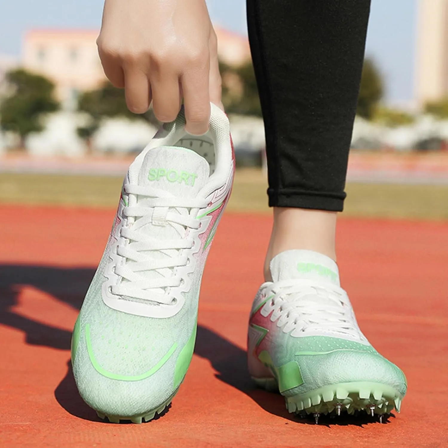 Mens Womens Boys Girls Spikes Sneakers Track and Field Shoes Race Jumping Running Trainers Racing
