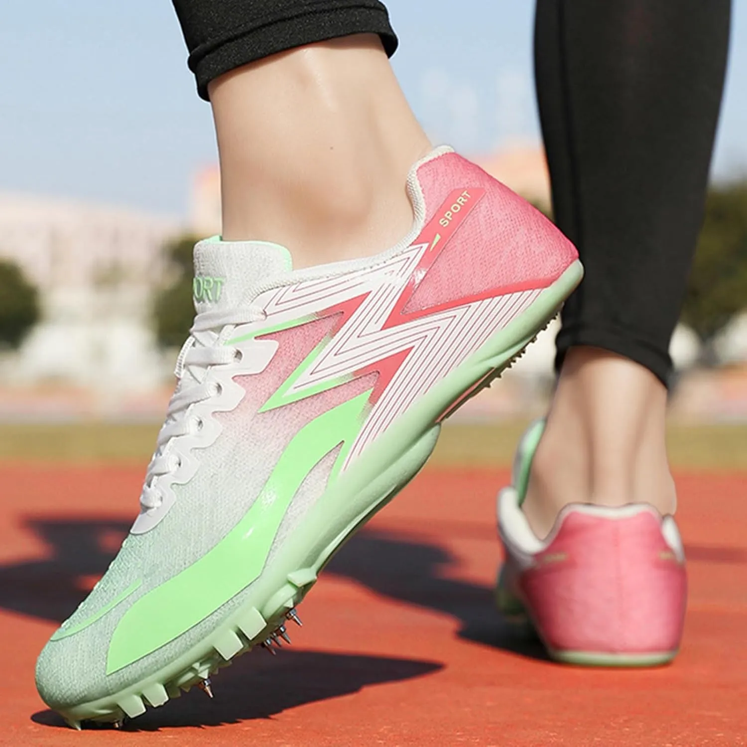 Mens Womens Boys Girls Spikes Sneakers Track and Field Shoes Race Jumping Running Trainers Racing