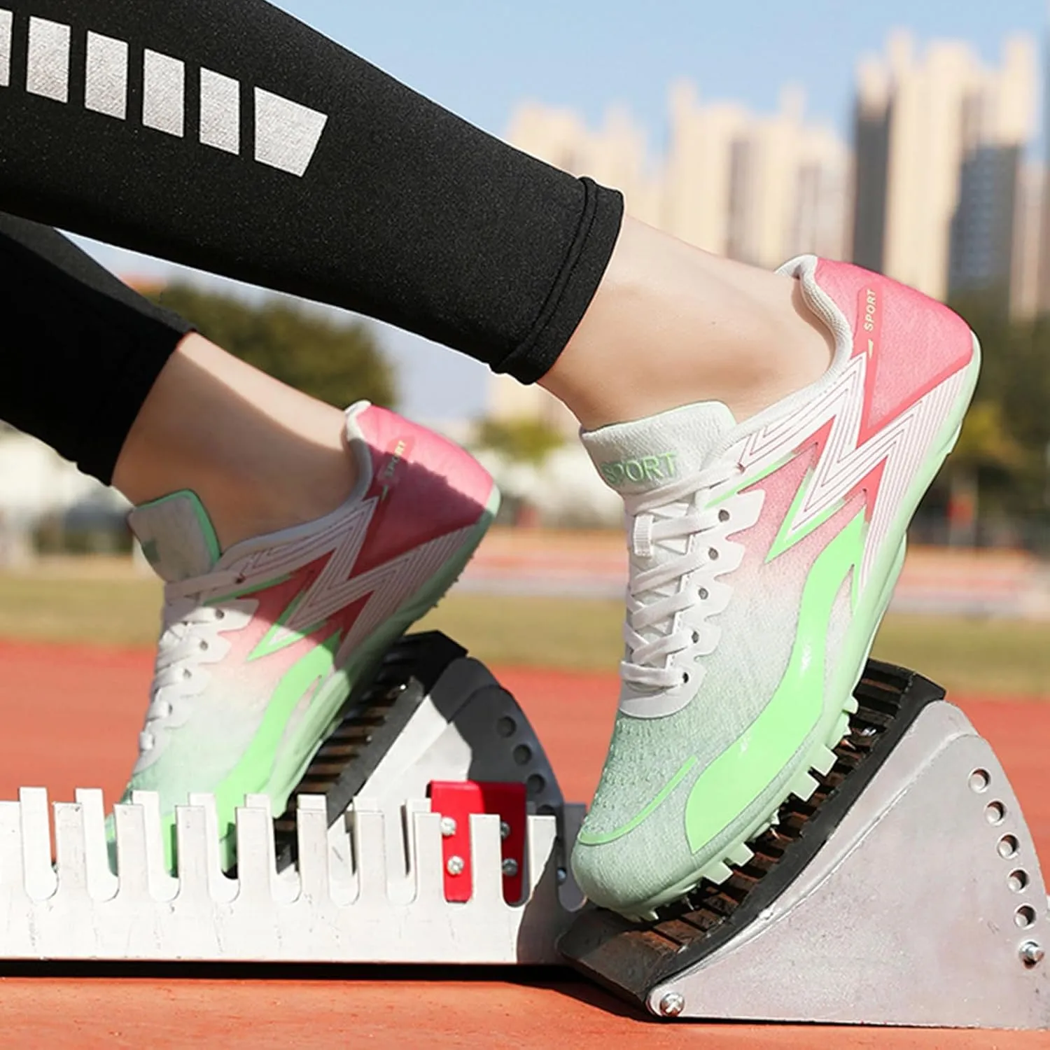 Mens Womens Boys Girls Spikes Sneakers Track and Field Shoes Race Jumping Running Trainers Racing