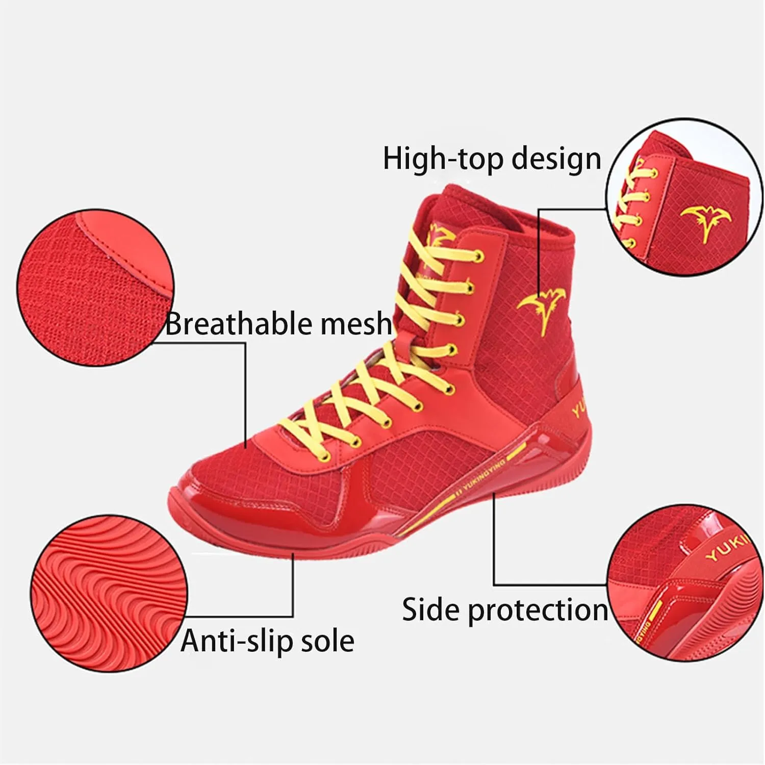 Mens Wrestling Shoes Fighting Boxing Sports Boots Lightweight Non Slip Adult High Top Fitness Training Sneakers