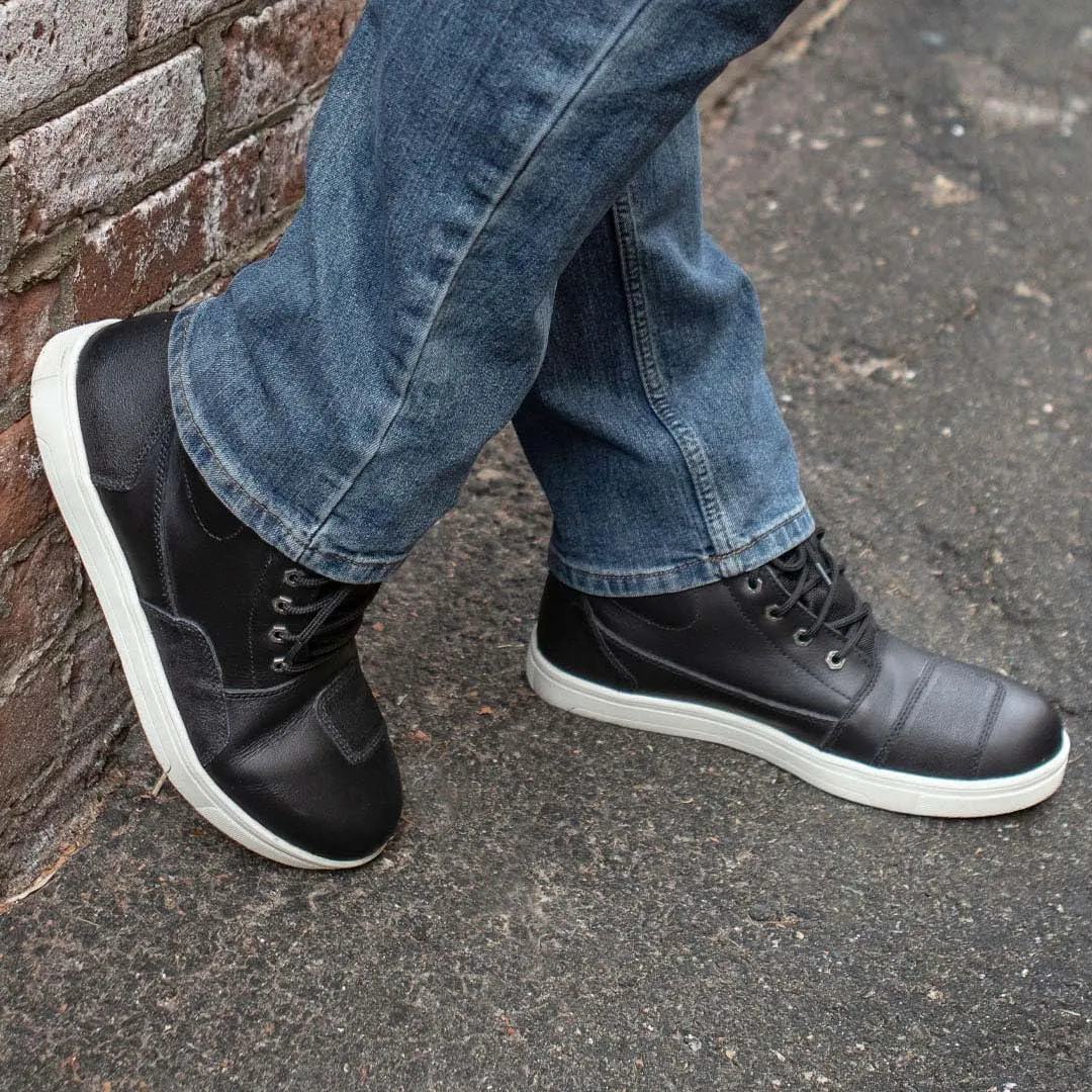 Milwaukee Leather MBM9002 Men's Black Leather Reinforced Street Biker Riding Shoes w/Shift Protect Ankle Support - 9.5