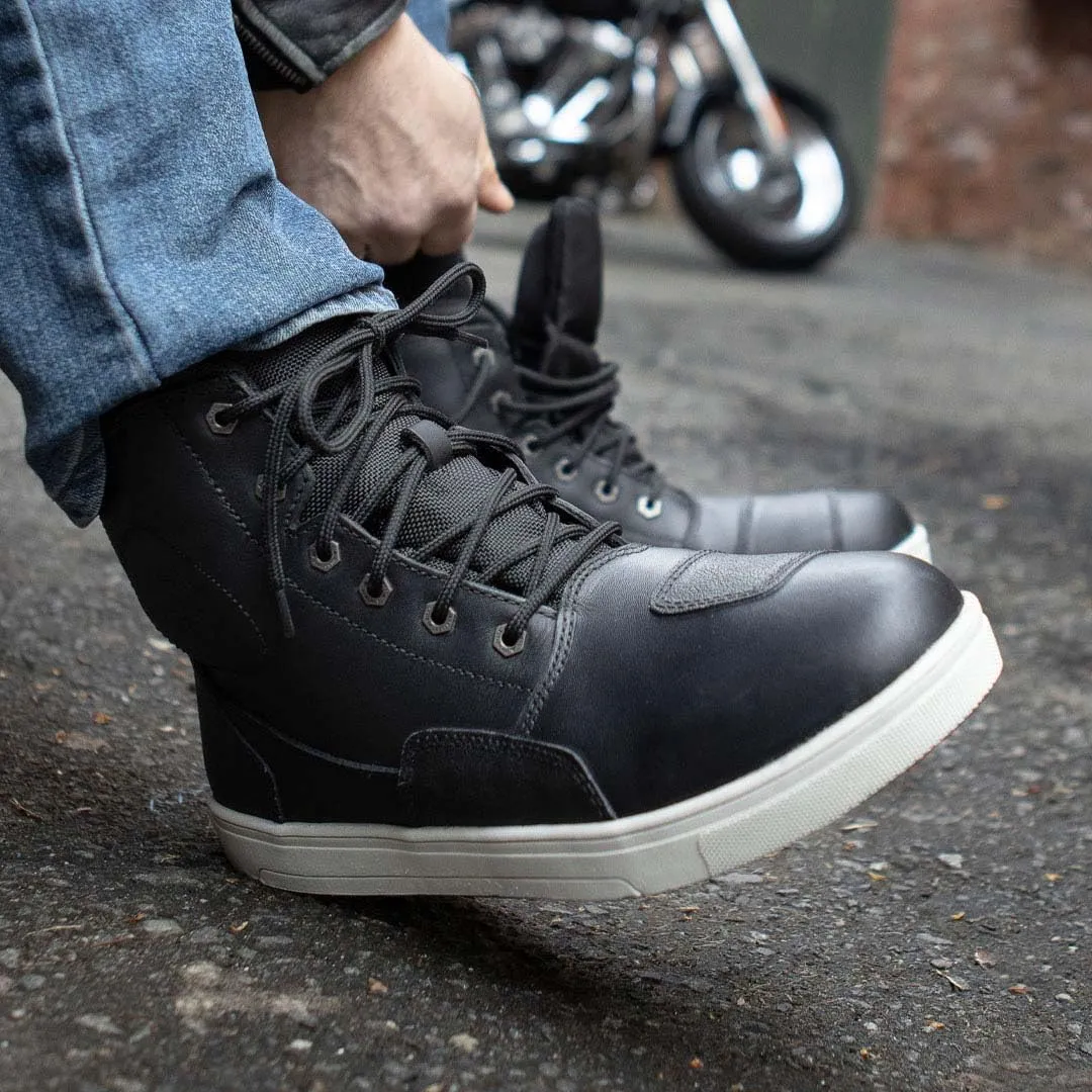 Milwaukee Leather MBM9002 Men's Black Leather Reinforced Street Biker Riding Shoes w/Shift Protect Ankle Support - 9.5