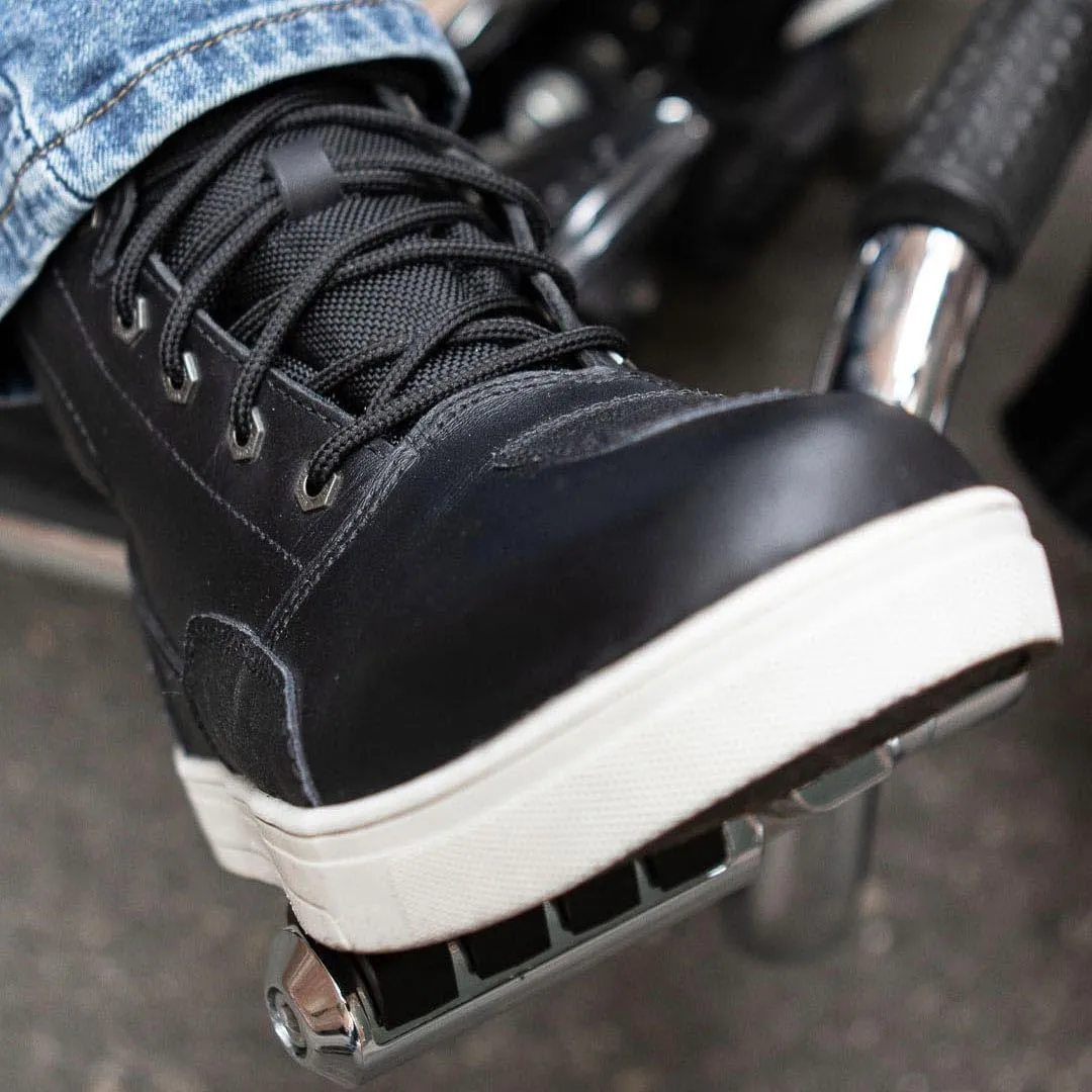 Milwaukee Leather MBM9002 Men's Black Leather Reinforced Street Biker Riding Shoes w/Shift Protect Ankle Support - 9.5
