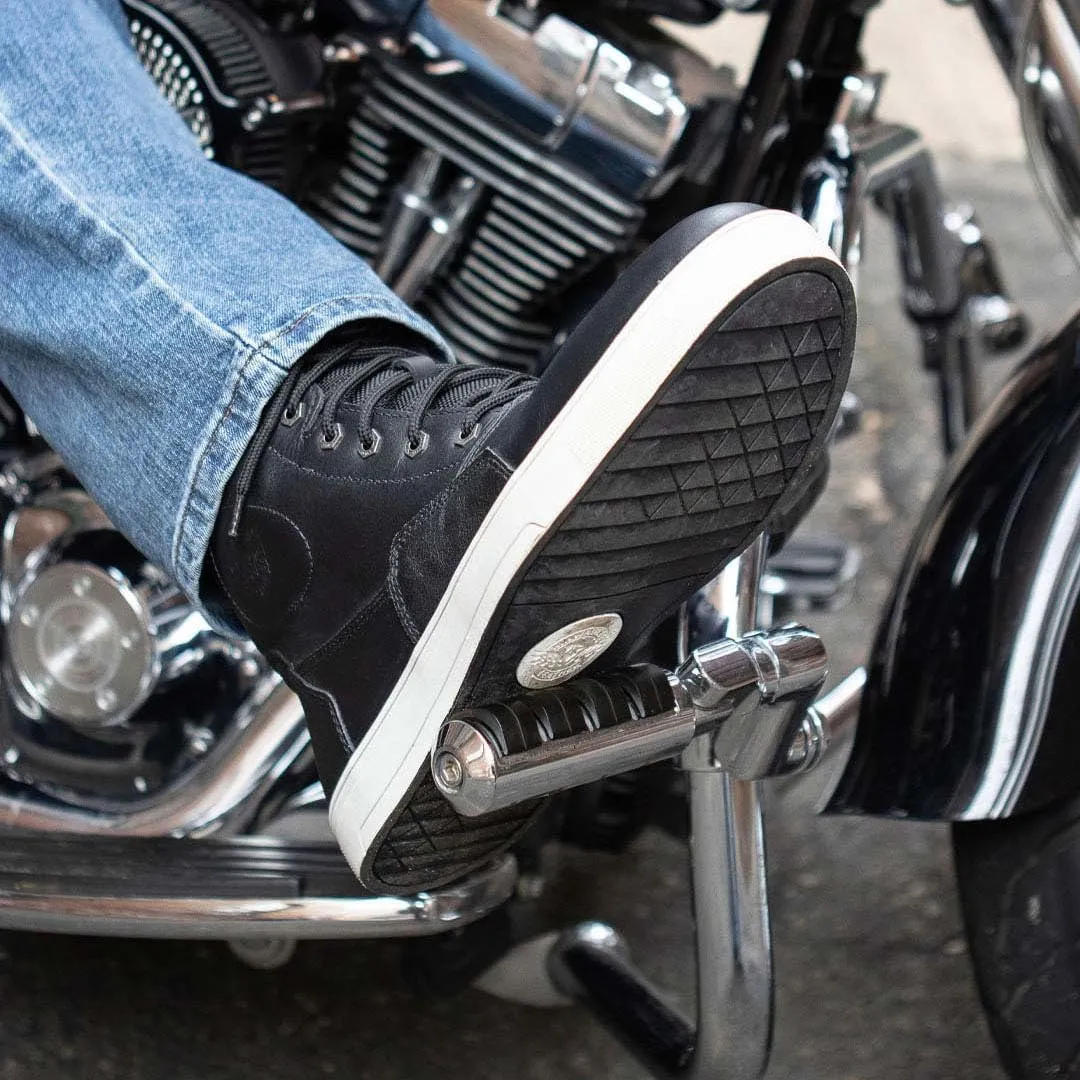 Milwaukee Leather MBM9002 Men's Black Leather Reinforced Street Biker Riding Shoes w/Shift Protect Ankle Support - 9.5