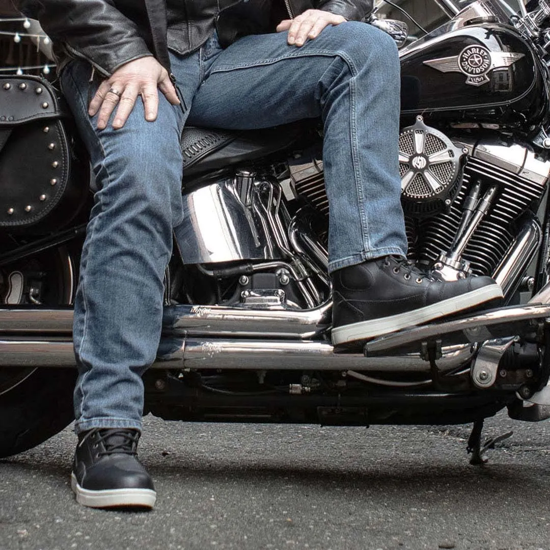 Milwaukee Leather MBM9002 Men's Black Leather Reinforced Street Biker Riding Shoes w/Shift Protect Ankle Support - 9.5