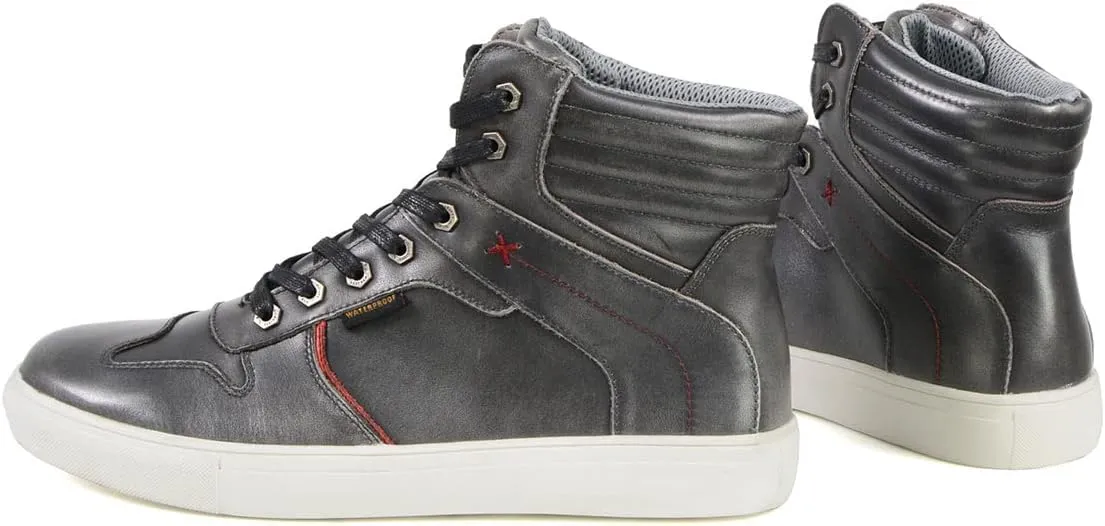 Milwaukee Leather MBM9153 Men's Vintage Grey Leather High-Top Reinforced Street Riding Waterproof Shoes - 9