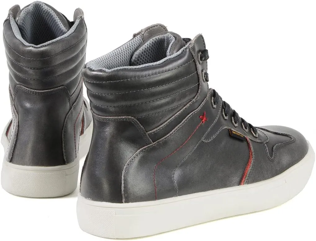 Milwaukee Leather MBM9153 Men's Vintage Grey Leather High-Top Reinforced Street Riding Waterproof Shoes - 9