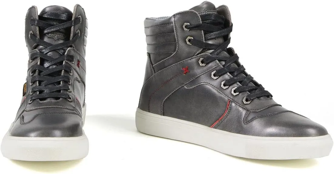 Milwaukee Leather MBM9153 Men's Vintage Grey Leather High-Top Reinforced Street Riding Waterproof Shoes - 9