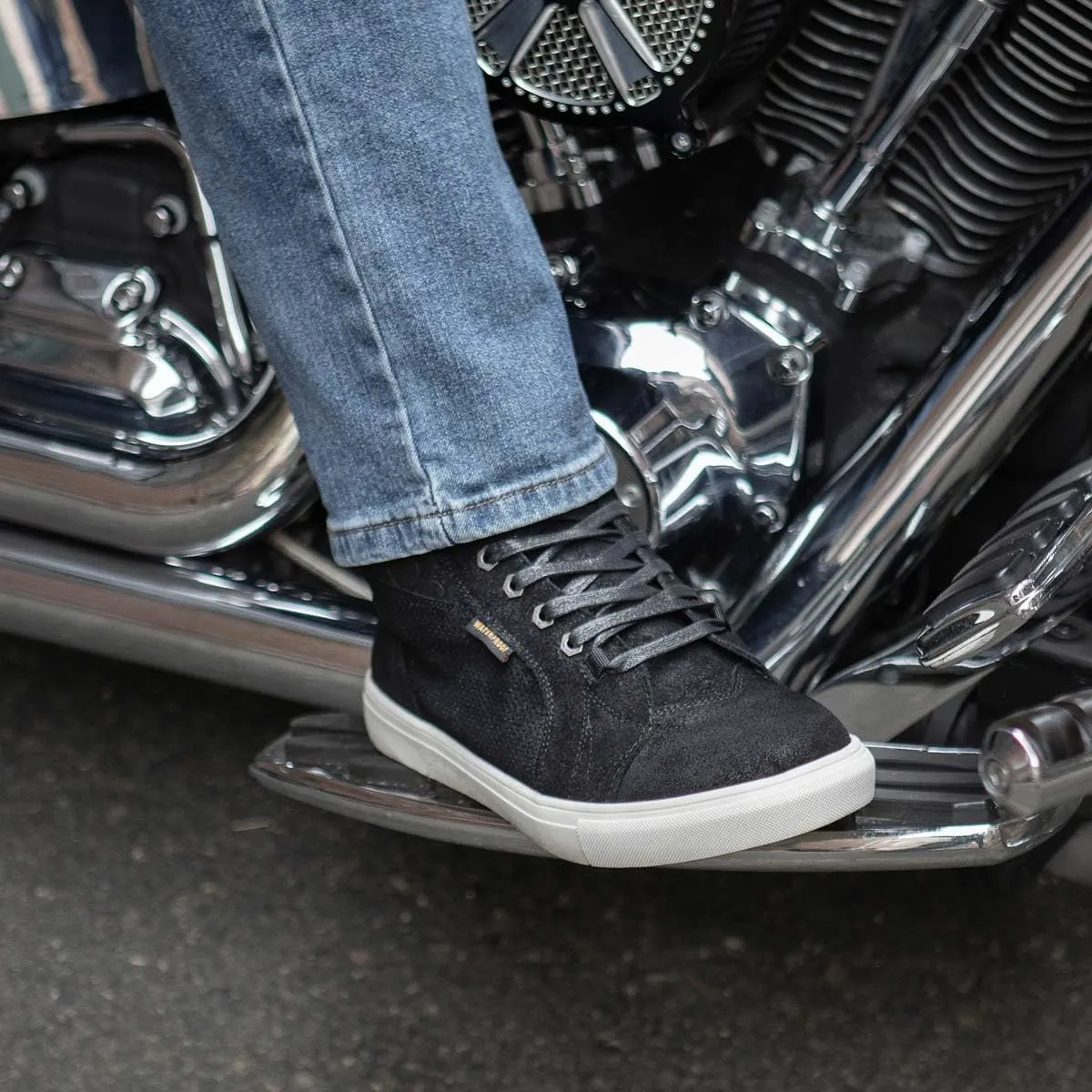 Milwaukee Leather MBM9155 Men's Black Suede Leather Reinforced Street Riding Waterproof Shoes w/Ankle Support - 13