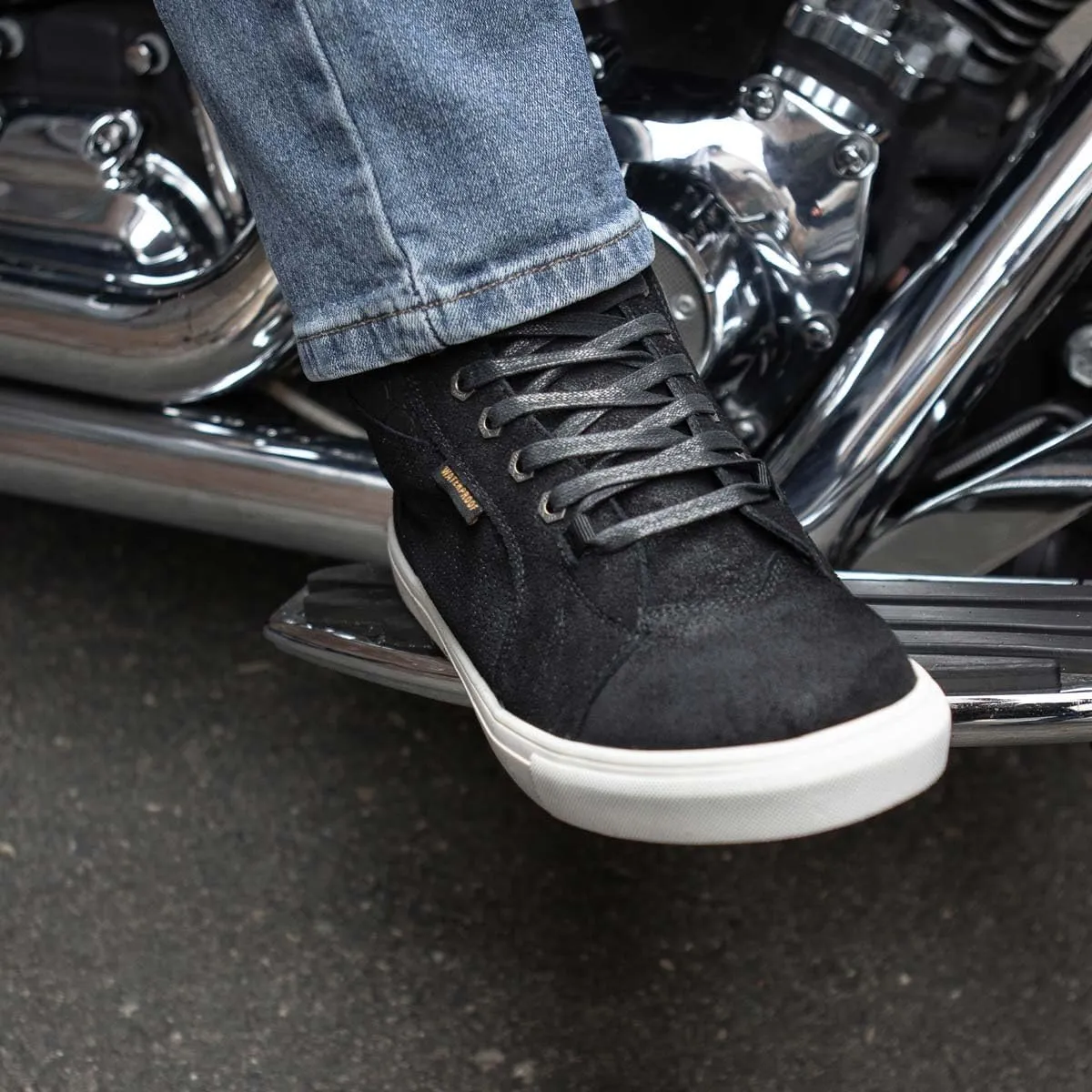 Milwaukee Leather MBM9155 Men's Black Suede Leather Reinforced Street Riding Waterproof Shoes w/Ankle Support - 13