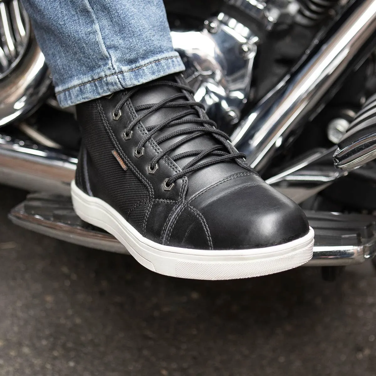 Milwaukee Leather Men's Motorcycle Reinforced Street Biker Casual Riding Shoes Leather Suede Canvas - 10.5