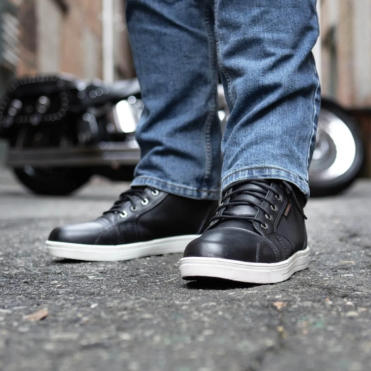 Milwaukee Leather Men's Motorcycle Reinforced Street Biker Casual Riding Shoes Leather Suede Canvas - 10.5