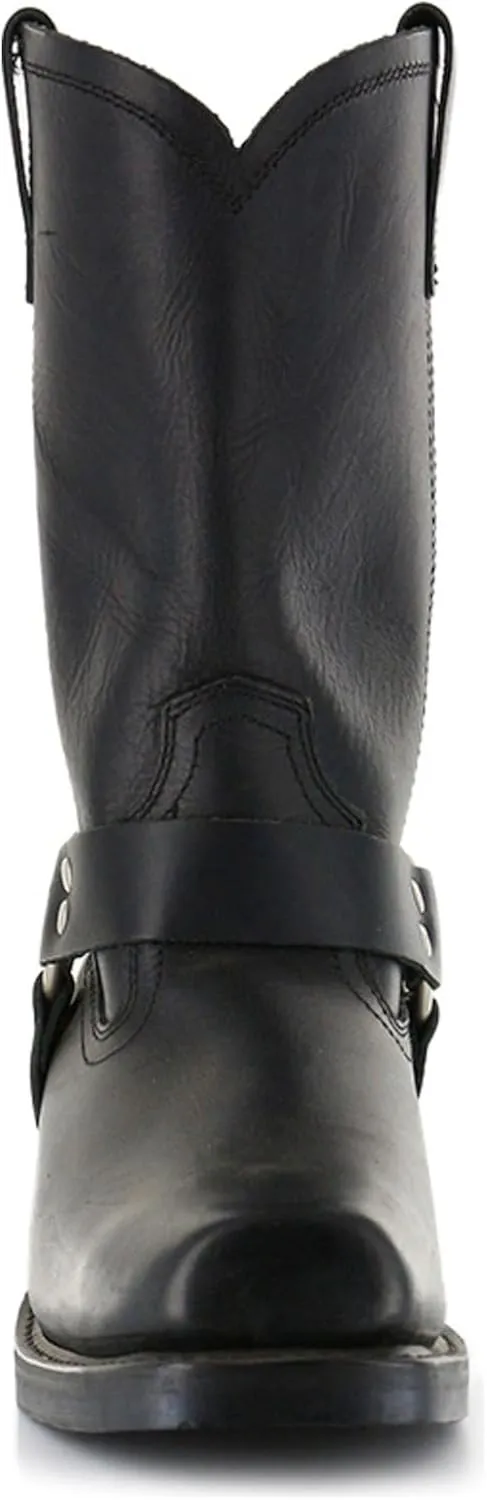Motorcycle Boots Men Harness Straps Mid Calf Pull On Boots for Men Pu Leather Men's Western Boots