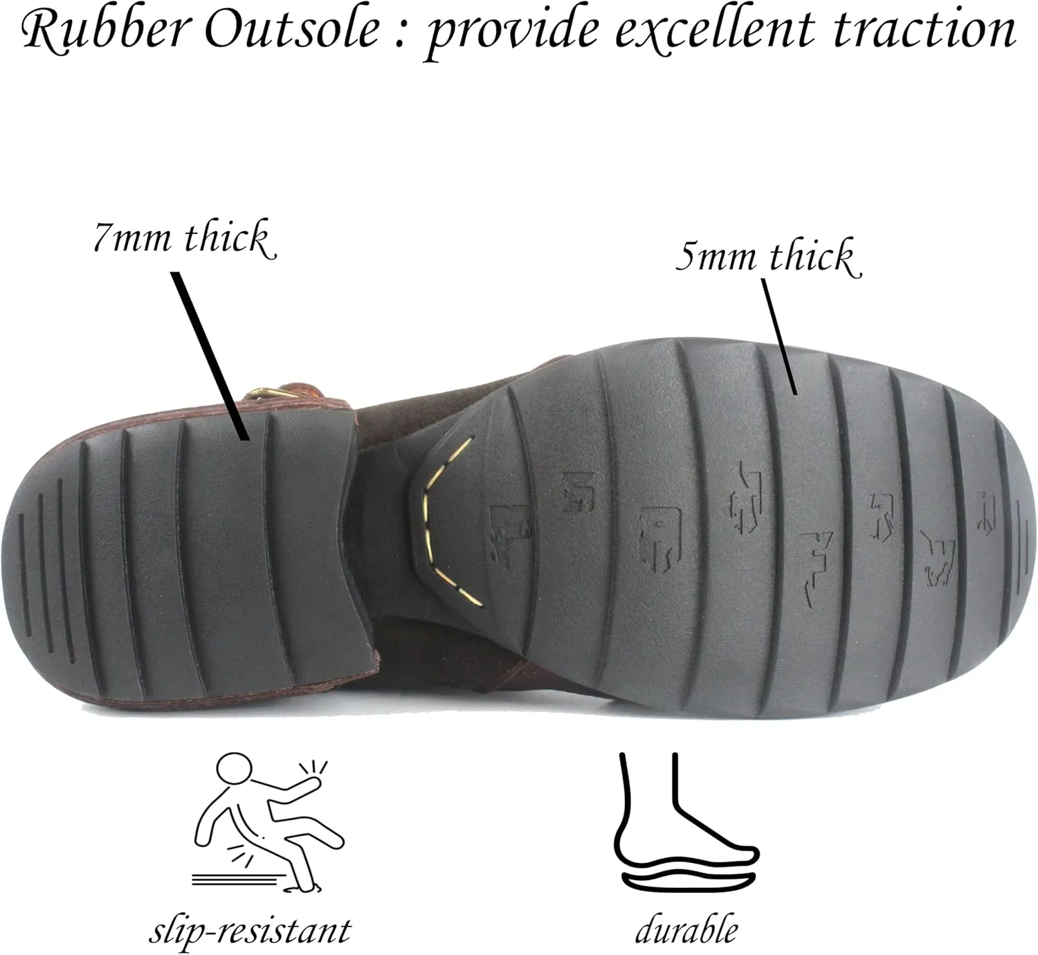 Motorcycle Boots Men Waterproof Leather -Retro Moto Biker Boots with Zip Up & Harness, Riding Combat Boots for Men Casual & Daily Wear