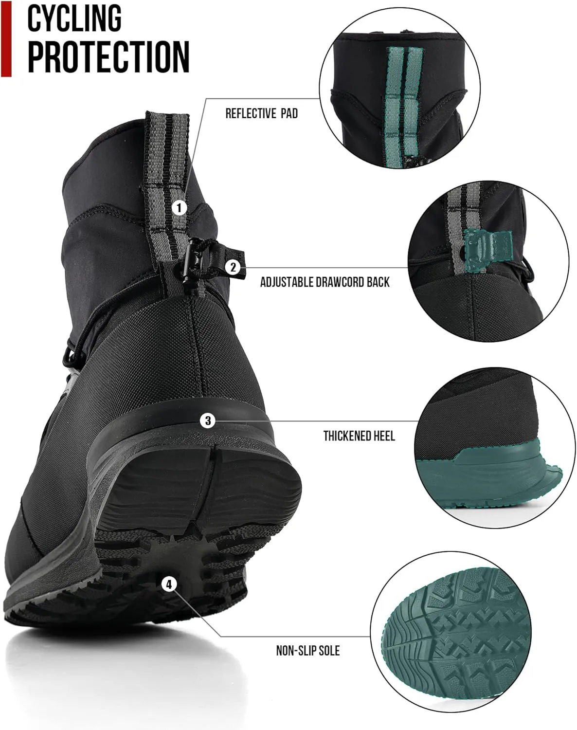 Motorcycle Shoes for Men Breathable Protective Reinforced Street Riding Shoe with Side Zipper Ankle Support Anti-Slip Sole Gear Pad Black