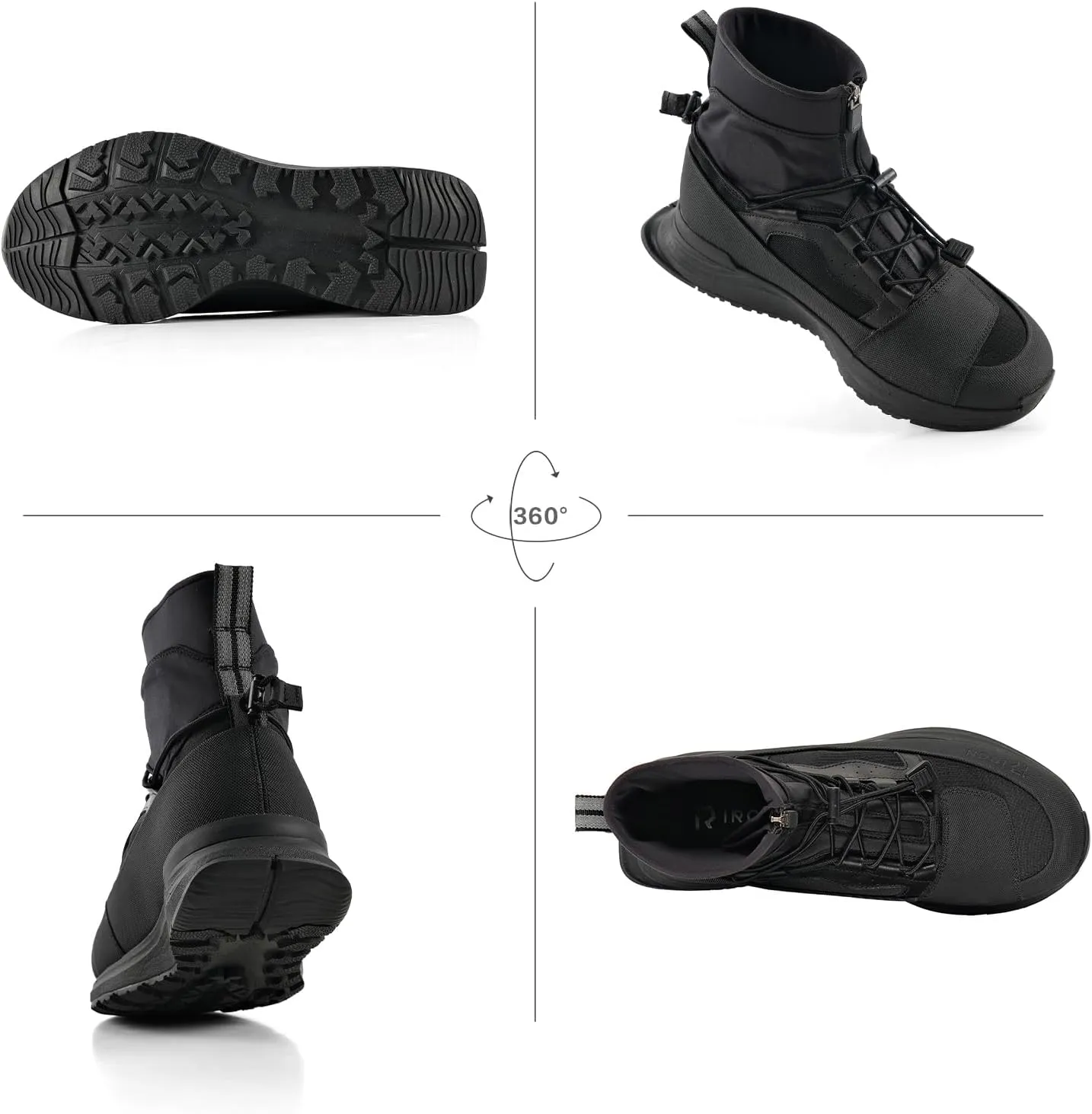 Motorcycle Shoes for Men Breathable Protective Reinforced Street Riding Shoe with Side Zipper Ankle Support Anti-Slip Sole Gear Pad Black