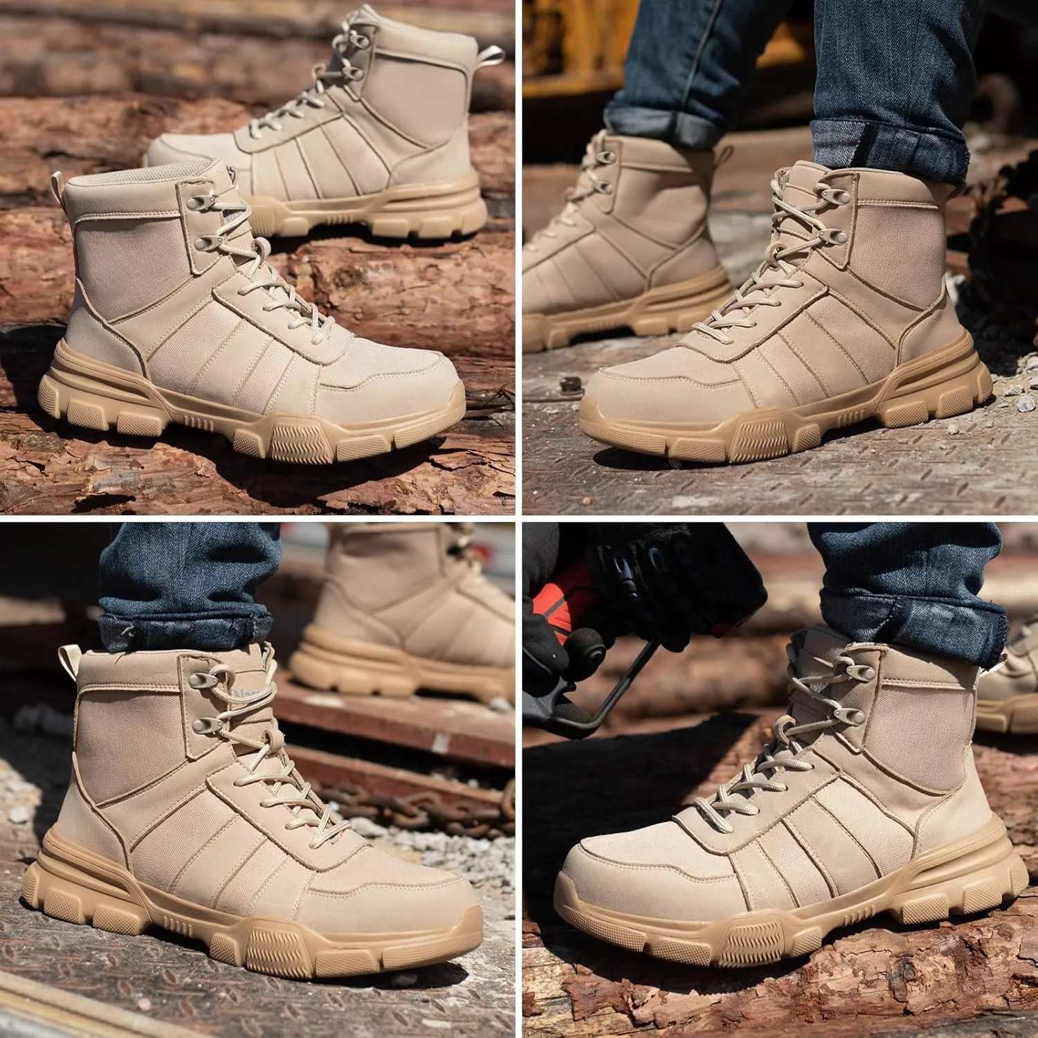 Nasogetch Mens Work Boots Steel Toe Boots for Men Women Comfortable Lightweight Indestructible Shoes Non-Slip Construction Boots Safety