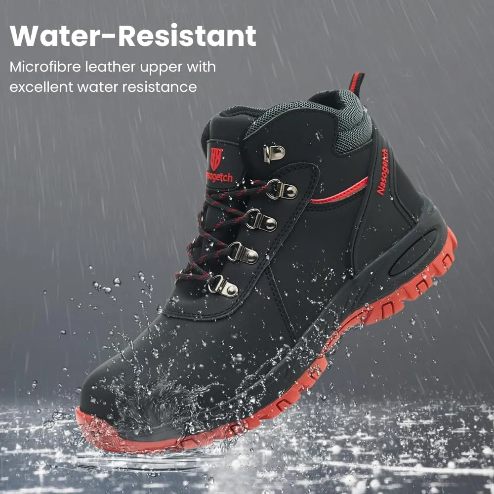 Nasogetch Steel Toe Boots for Men Women Work Boots Comfortable Lightweight Steel Toe Shoes Puncture Proof Non Slip Work Shoes Fleece-Lined