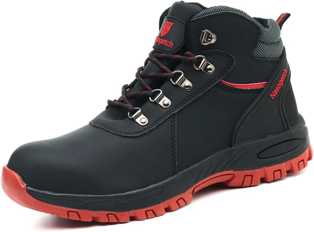 Nasogetch Steel Toe Boots for Men Women Work Boots Comfortable Lightweight Steel Toe Shoes Puncture Proof Non Slip Work Shoes Fleece-Lined