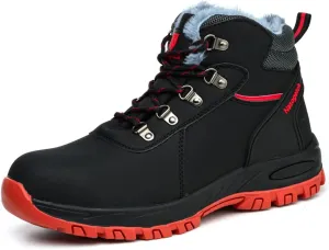 Nasogetch Steel Toe Boots for Men Women Work Boots Comfortable Lightweight Steel Toe Shoes Puncture Proof Non Slip Work Shoes Fleece-Lined