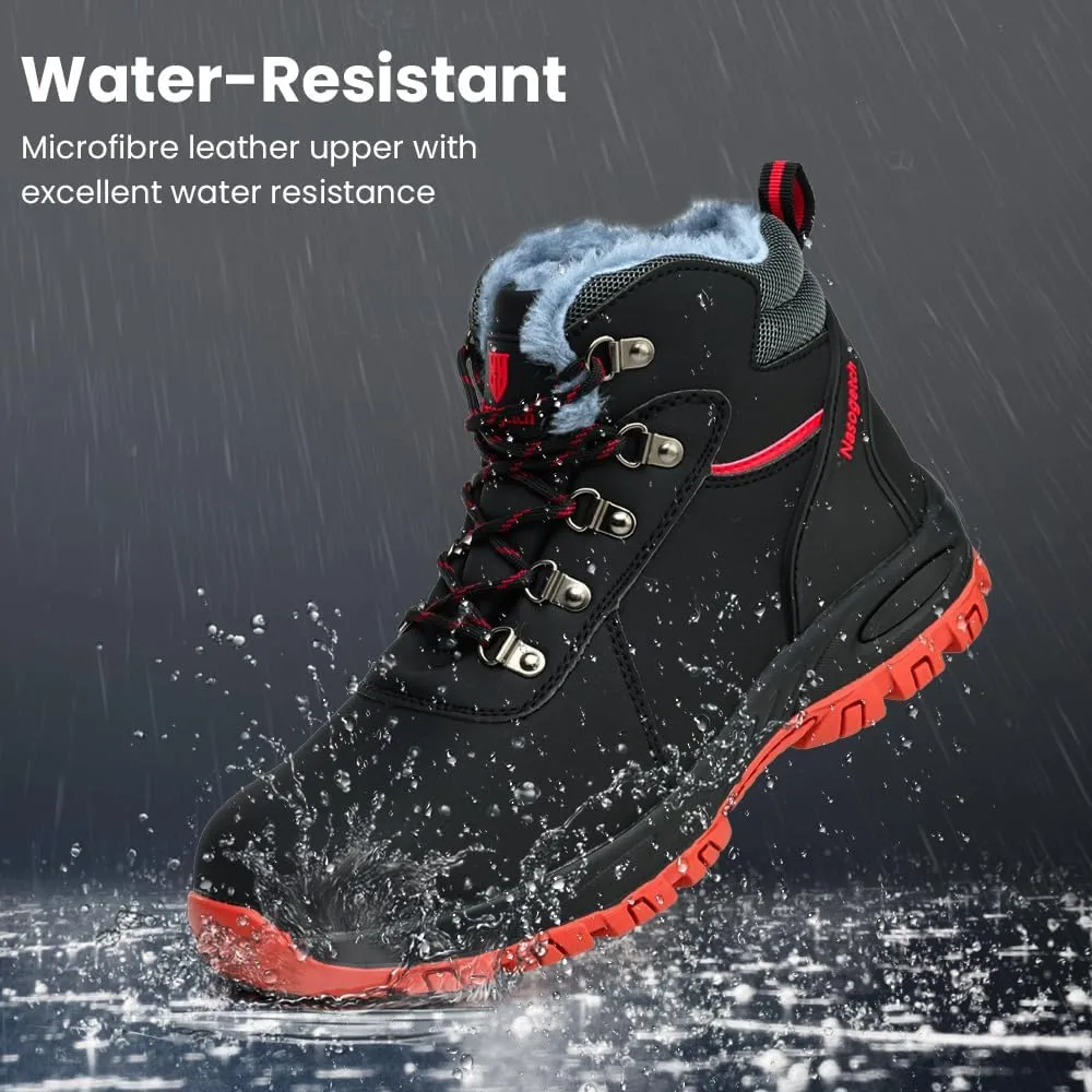 Nasogetch Steel Toe Boots for Men Women Work Boots Comfortable Lightweight Steel Toe Shoes Puncture Proof Non Slip Work Shoes Fleece-Lined
