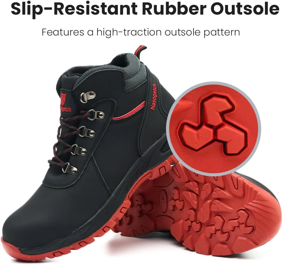 Nasogetch Steel Toe Boots for Men Women Work Boots Comfortable Lightweight Steel Toe Shoes Puncture Proof Non Slip Work Shoes Fleece-Lined