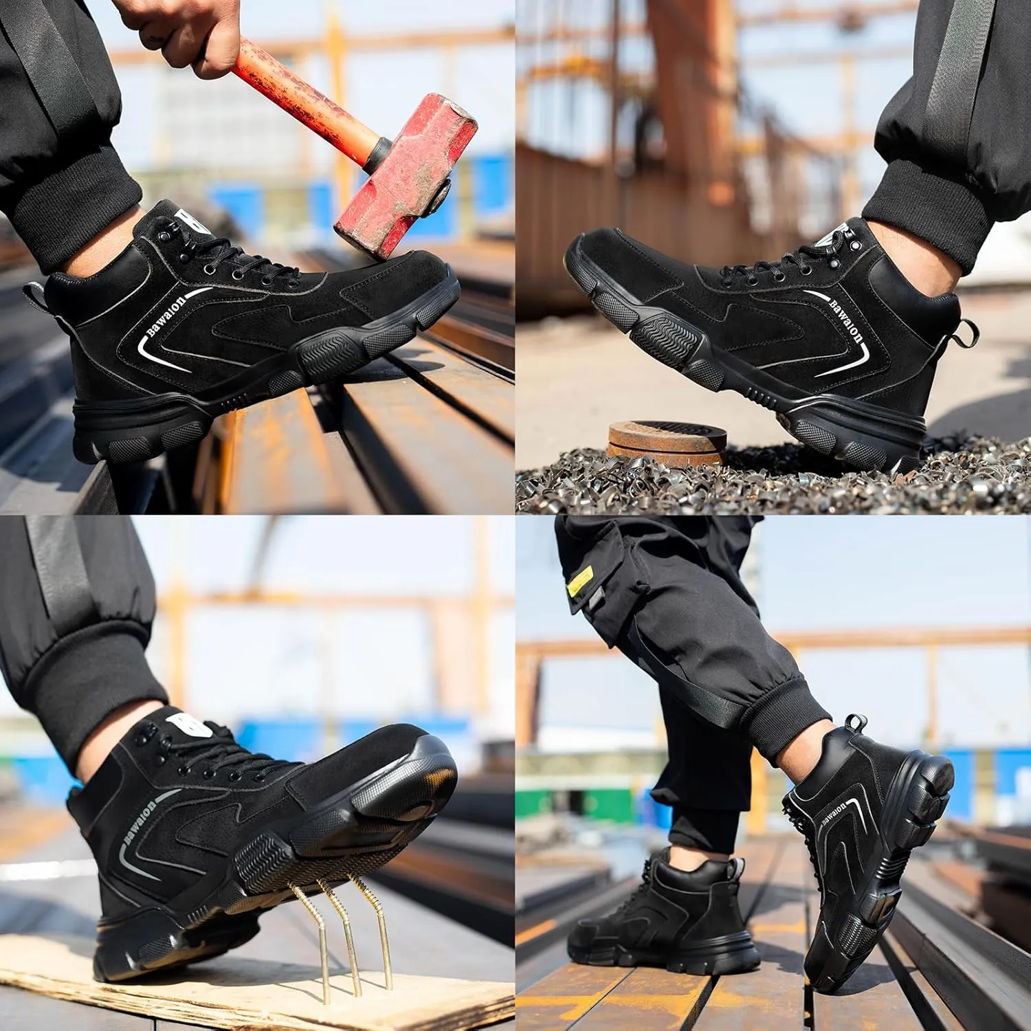 Nasogetch Waterproof Work Boots for Men Women Steel Toe Boots Lightweight Indestructible Slip Resistant Construction Safety Boots