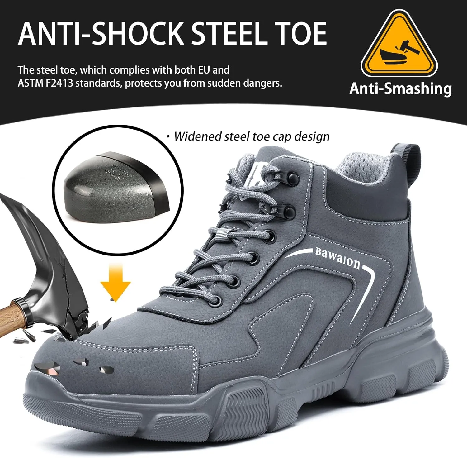 Nasogetch Waterproof Work Boots for Men Women Steel Toe Boots Lightweight Indestructible Slip Resistant Construction Safety Boots