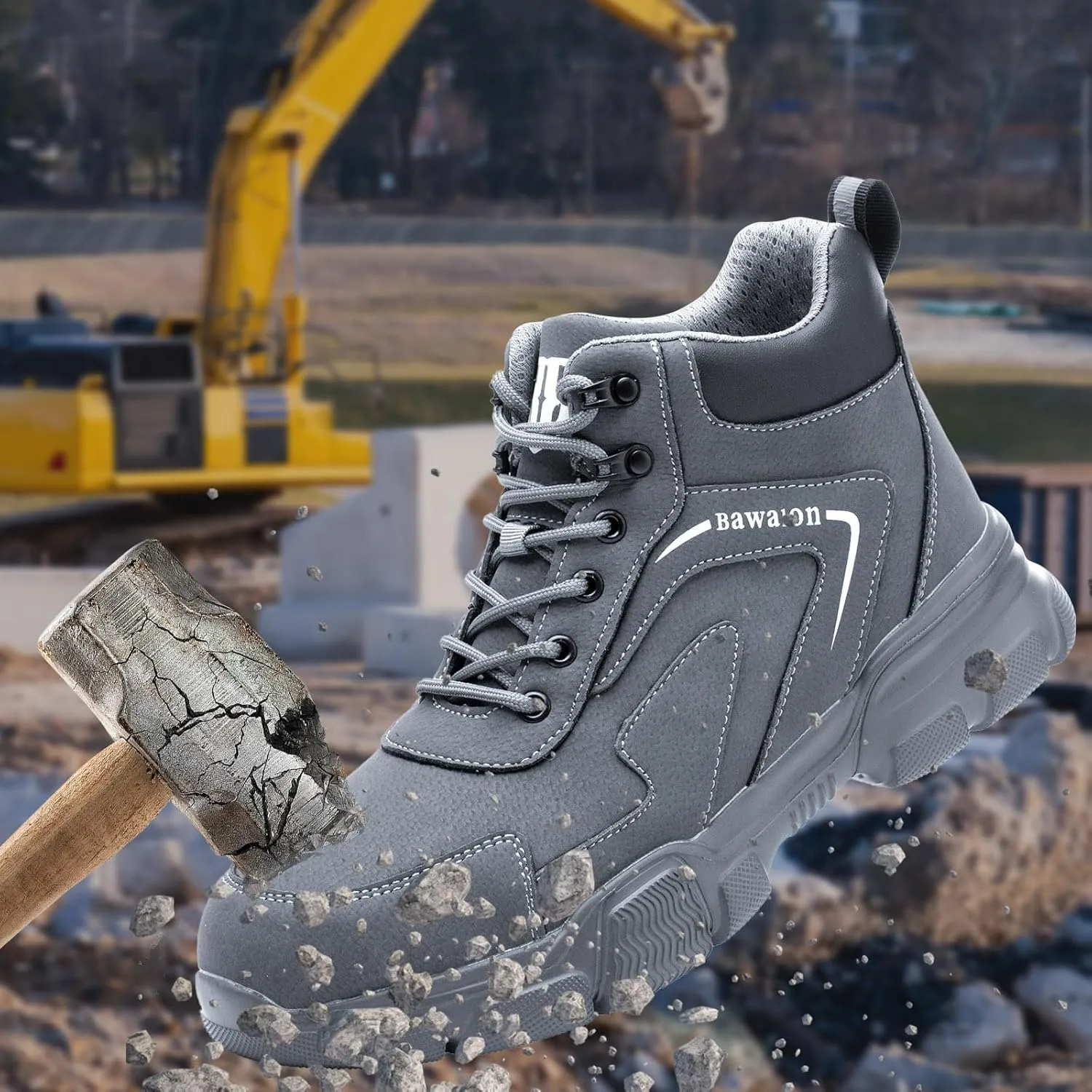 Nasogetch Waterproof Work Boots for Men Women Steel Toe Boots Lightweight Indestructible Slip Resistant Construction Safety Boots