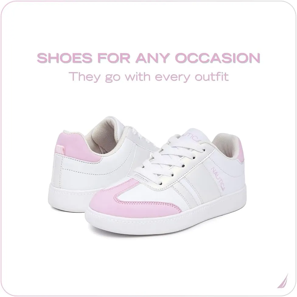 Nautica Boys Girls Casual Fashion Shoes – Comfortable Soccer Classic Walking Tennis Sneakers for Kids – Breathable, Lightweight & Flexible (Lace Up/Bungee) (Low-Top/High Top)