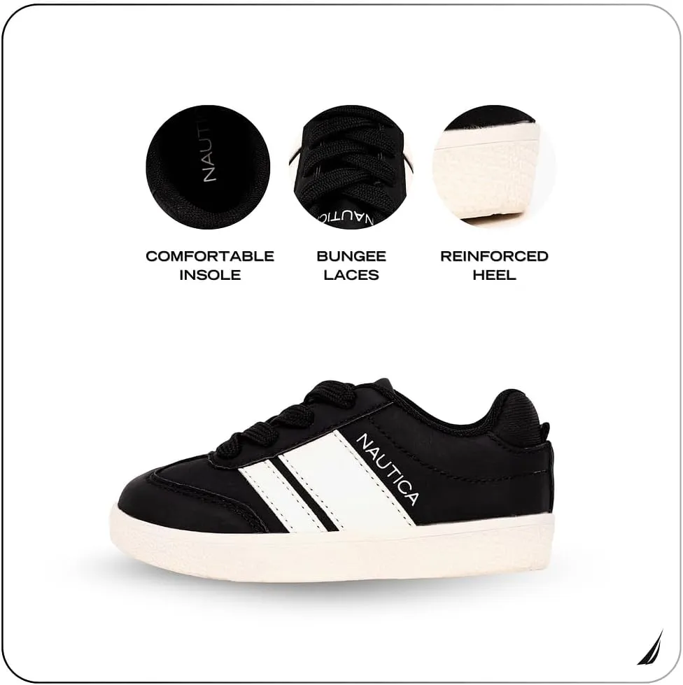Nautica Boys Girls Casual Fashion Shoes – Comfortable Soccer Classic Walking Tennis Sneakers for Kids – Breathable, Lightweight & Flexible (Lace Up/Bungee) (Low-Top/High Top)