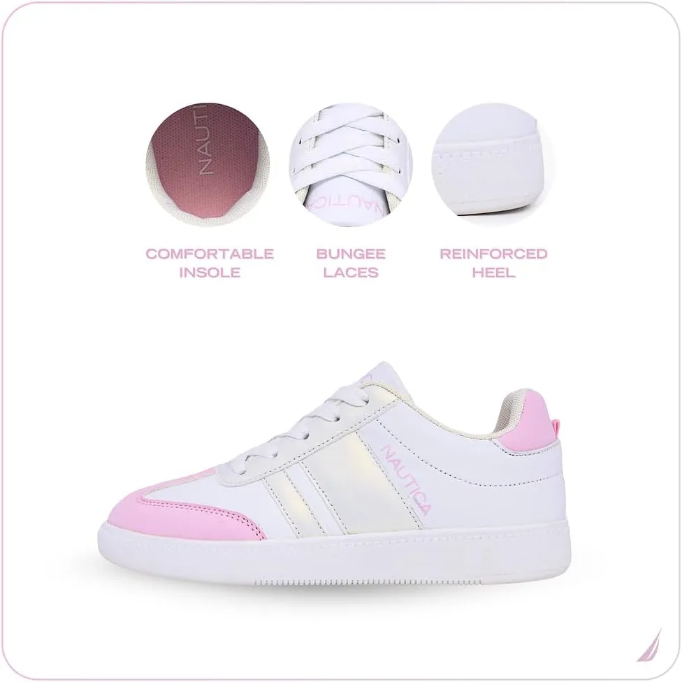Nautica Boys Girls Casual Fashion Shoes – Comfortable Soccer Classic Walking Tennis Sneakers for Kids – Breathable, Lightweight & Flexible (Lace Up/Bungee) (Low-Top/High Top)