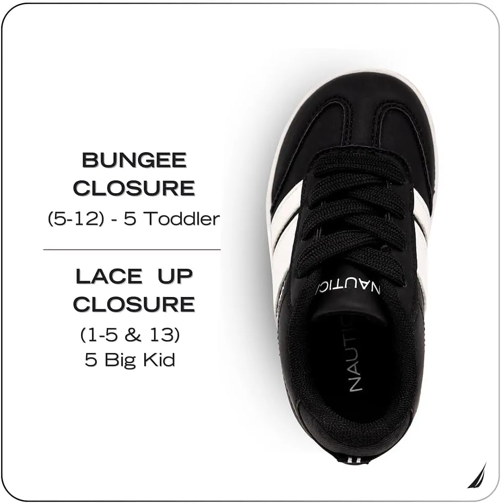 Nautica Boys Girls Casual Fashion Shoes – Comfortable Soccer Classic Walking Tennis Sneakers for Kids – Breathable, Lightweight & Flexible (Lace Up/Bungee) (Low-Top/High Top)
