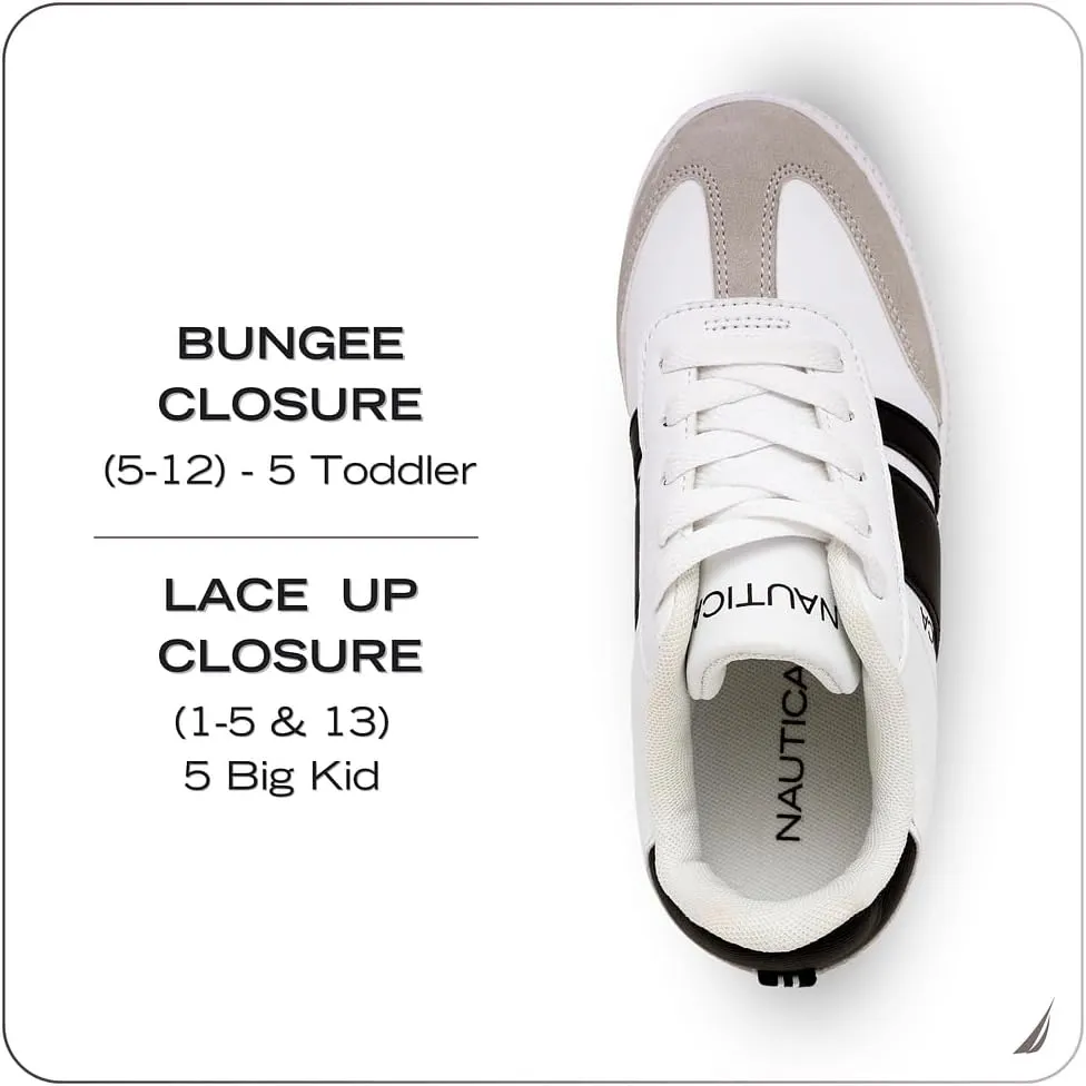 Nautica Boys Girls Casual Fashion Shoes – Comfortable Soccer Classic Walking Tennis Sneakers for Kids – Breathable, Lightweight & Flexible (Lace Up/Bungee) (Low-Top/High Top)